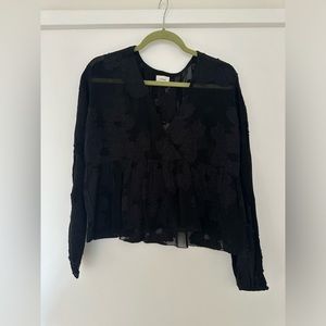 Aritzia Wilfred sheer black blouse